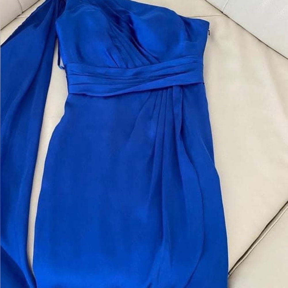Pronovias Royal Blue One-Shoulder Dress
